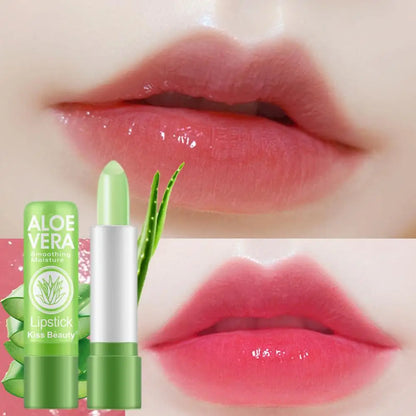 Bálsamo labial hidratante, bálsamo labial Natural de Aloe Vera, lápiz labial de Color que cambia con la temperatura, larga duración