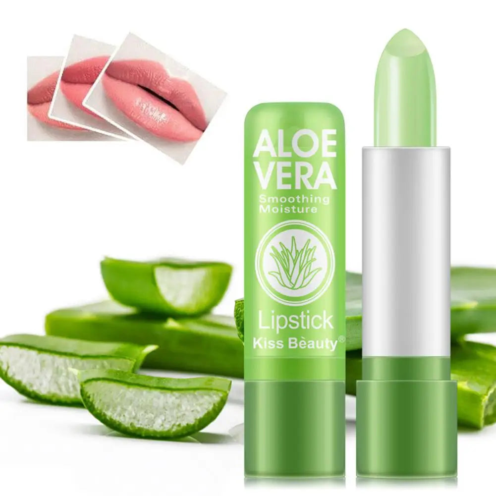 Bálsamo labial hidratante, bálsamo labial Natural de Aloe Vera, lápiz labial de Color que cambia con la temperatura, larga duración