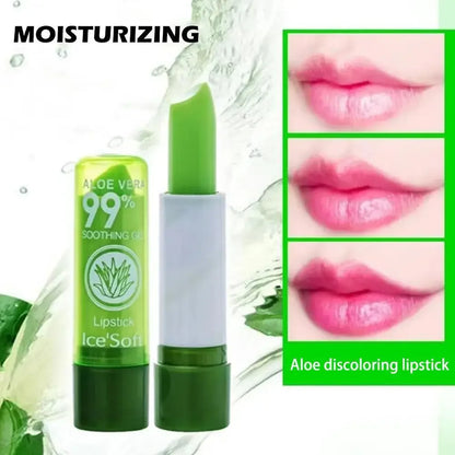 Bálsamo labial hidratante, bálsamo labial Natural de Aloe Vera, lápiz labial de Color que cambia con la temperatura, larga duración